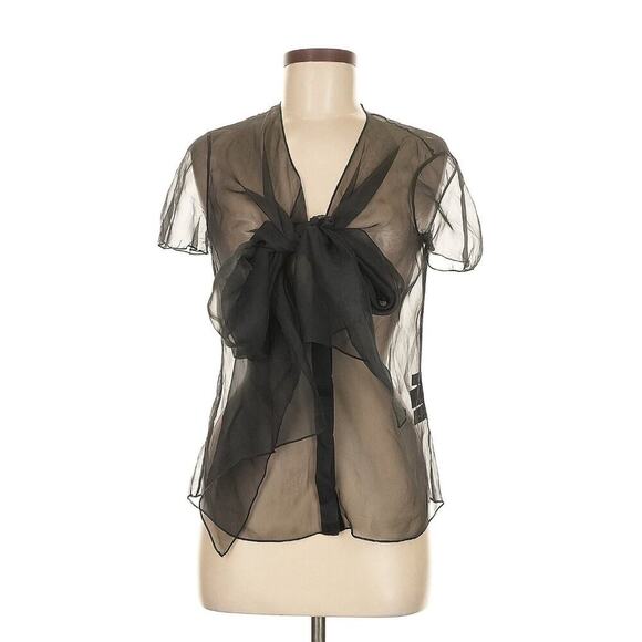 Ralph Lauren Black Label Collection Silk Blouse Bow Tie Neck Formal Shirt $1K S - Picture 1 of 4